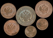 Набор из 6-ти медных монет Николай II