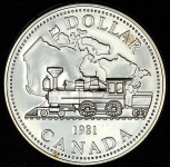 1 доллар 1981 "100 лет Трансконтинентальной железной дороге" (Канада)
