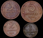 Набор из 4-х медных монет 1924
