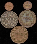 Набор из 5-ти медных монет (Финляндия)