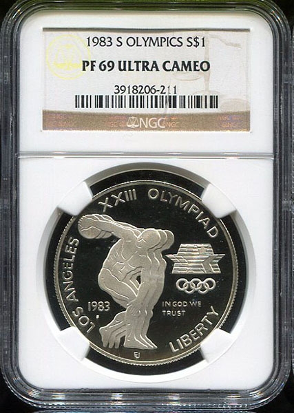 1 доллар 1983 "XXIII летние Олимпийские Игры: Дискобол" (США) (в слабе)