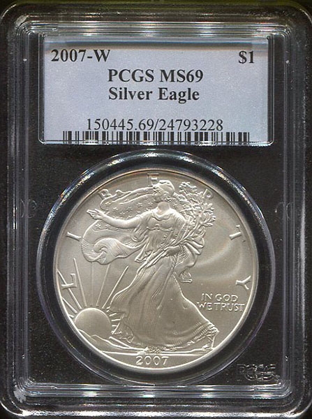 1 доллар 2007 "Американский серебряный орел" (США) (в слабе)