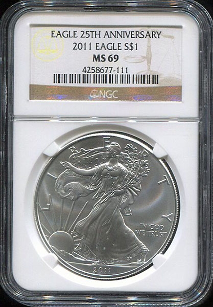 1 доллар 2011 "Американский серебряный орел" (США) (в слабе)