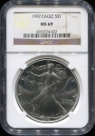 1 доллар 1992 "Американский серебряный орел" (США) (в слабе)