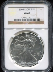 1 доллар 2005 "Американский серебряный орел" (США) (в слабе)