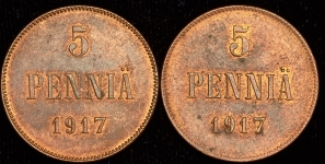 Набор из 2-х монет 5 пенни 1917