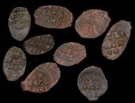 Набор из 9-ти медных проволочных монет