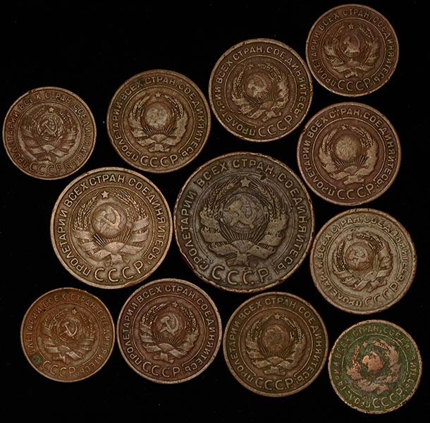 Набор из 12-ти медных монет 1924 года