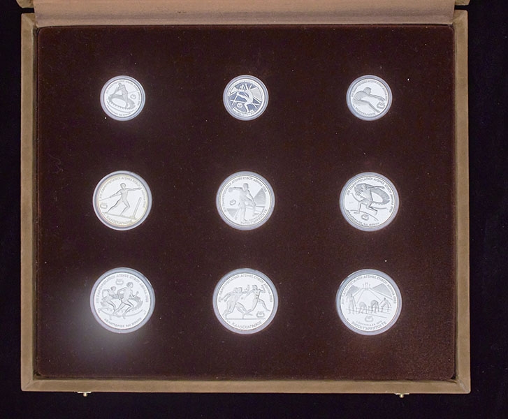 Набор из 9-ти сер  монет "Чемпионат Европы по лёгкой атлетике  Афины" 1982 (в п/у) (Греция)