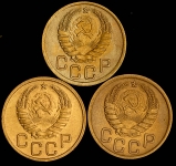 Набор из 3-х монет 3 копейки 1940