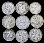 Набор из 9-ти сер  монет (Чехославакия)