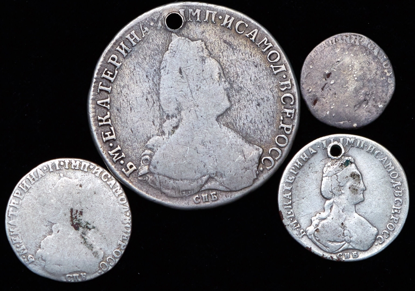 Набор из 4-х сер  монет Екатерина II