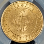 20 марок 1911 (Финляндия) (в слабе)
