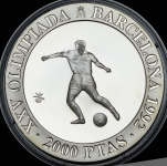 2000 песет 1990 "XXV Олимпийские игры в Барселоне: Футбол" (Испания)