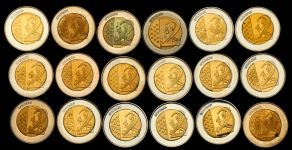 Набор из 18-ти образцов евро-монет (страны Европы)