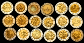 Набор из 18-ти образцов евро-монет (страны Европы)