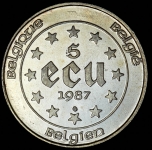 5 экю 1987 "30 лет Римскому договору" (Бельгия)