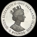 5 фунтов 1997 "Золотая свадьба королевы Елизаветы и Филиппа" (Фолклендские острова)