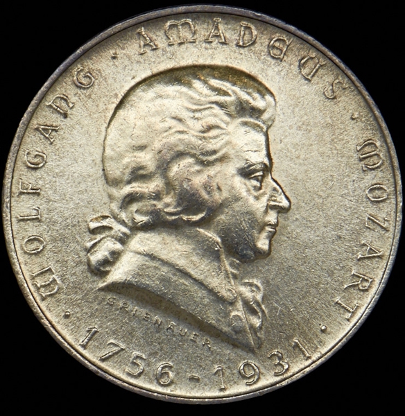 2 шиллинга 1931 "175 лет со дня рождения Вольфганга Амадея Моцарта" (Австрия)
