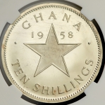10 шиллингов 1958 "Независимость" (Гана) (в слабе)