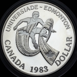1 доллар 1983 "XII Универсиада в Эдмонтоне" (Канада)