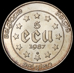 5 экю 1987 "30 лет Римскому договору" (Бельгия)