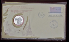 Медаль "Первый перелет через Атлантику в 1927 г " 1977 (в п/у) (Франция)