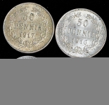Набор из 4-х сер  монет (Финляндия)