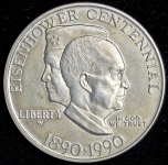 1 доллар 1990 "100 лет со дня рождения Эйзенхауэра" (США)