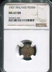 1 пенни 1907 (Финляндия) (в слабе)