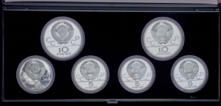 Набор из 6-ти сер  монет "Олимпиада-80" (Города) (в п/у)