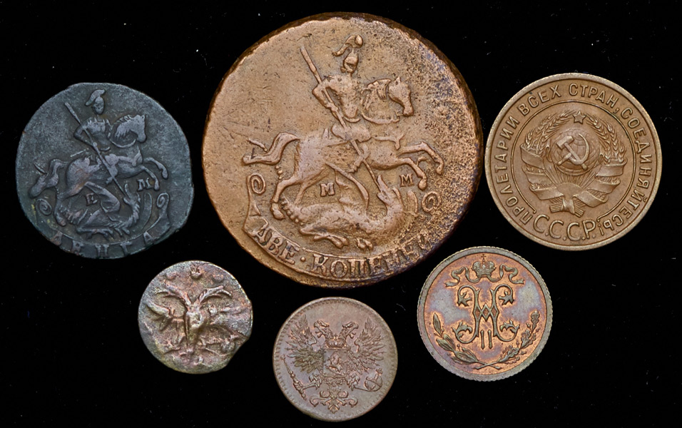 Набор из 6-ти медных монет