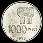 1000 песет 1978 "Чемпионат мира по футболу  Аргентина 1978" (Аргентина)