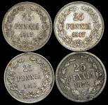 Набор из 4-х монет 25 пенни (Финляндия)