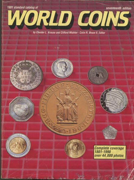 Книга Krause "Standart catalog of world coins 1801-1990  7th edition" 1991