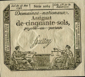 Ассигнат 50 солей 1793 (Франция) (в слабе)