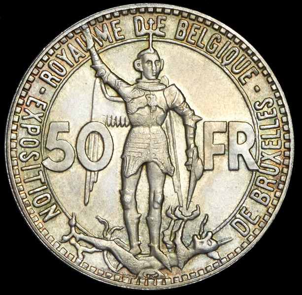 50 франков 1935 "Брюссель Экспо и 100 лет железным дорогам Бельгии" (Бельгия)