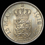2 кроны 1937 "25 лет правления короля Кристиана X" (Дания)