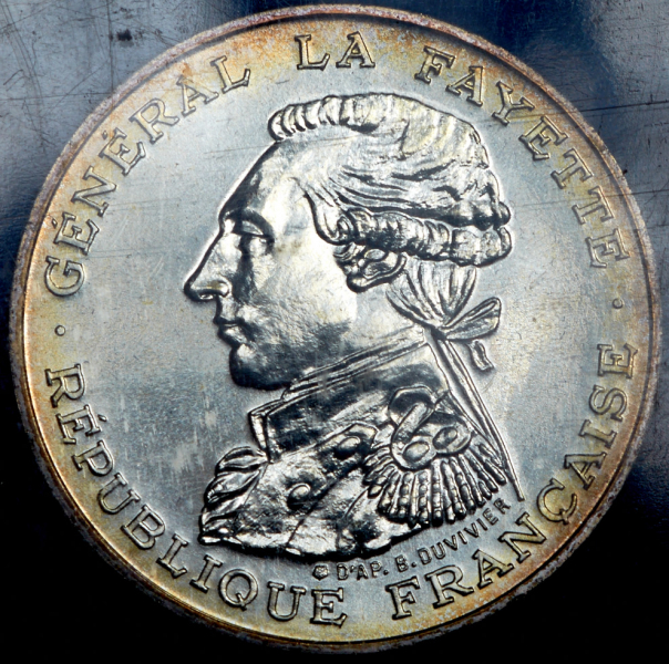 100 франков 1987 "230 лет со дня рождения Жильбера Ла Файета" (Франция) (в п/у)