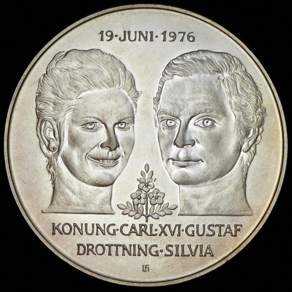 50 крон 1976 "Свадьба Короля Карла XVI Густава и Королевы Сильвии" (Швеция)