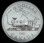 1 доллар 1981 "100 лет Трансконтинентальной железной дороге" (Канада)