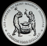 1 доллар 1988 "250 лет кузницам Сен-Мориса" (Канада)