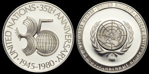 Набор из 3-х медалей "35-летие ООН"