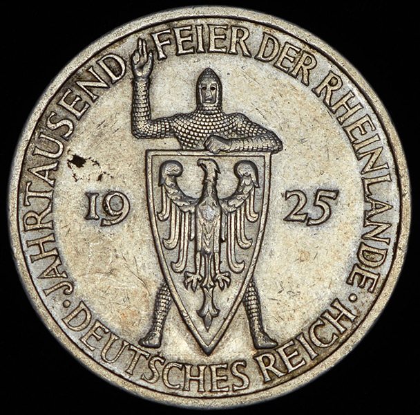 5 марок 1925 "1000-летие Рейнланда" (Германия)