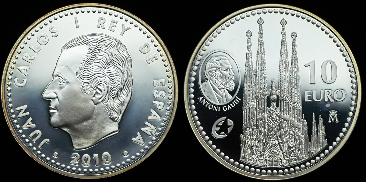 10 евро 2010 "Гауди" (Испания) (в п/у)