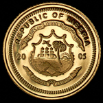 10 долларов 2005 "25 лет Крюгерранду" (Либерия)