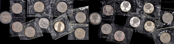 Комплект из 19-ти новодельных памятных монет 1 рубль СССР (в запайках)