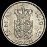2 кроны 1937 "25 лет правления короля Кристиана X" (Дания)