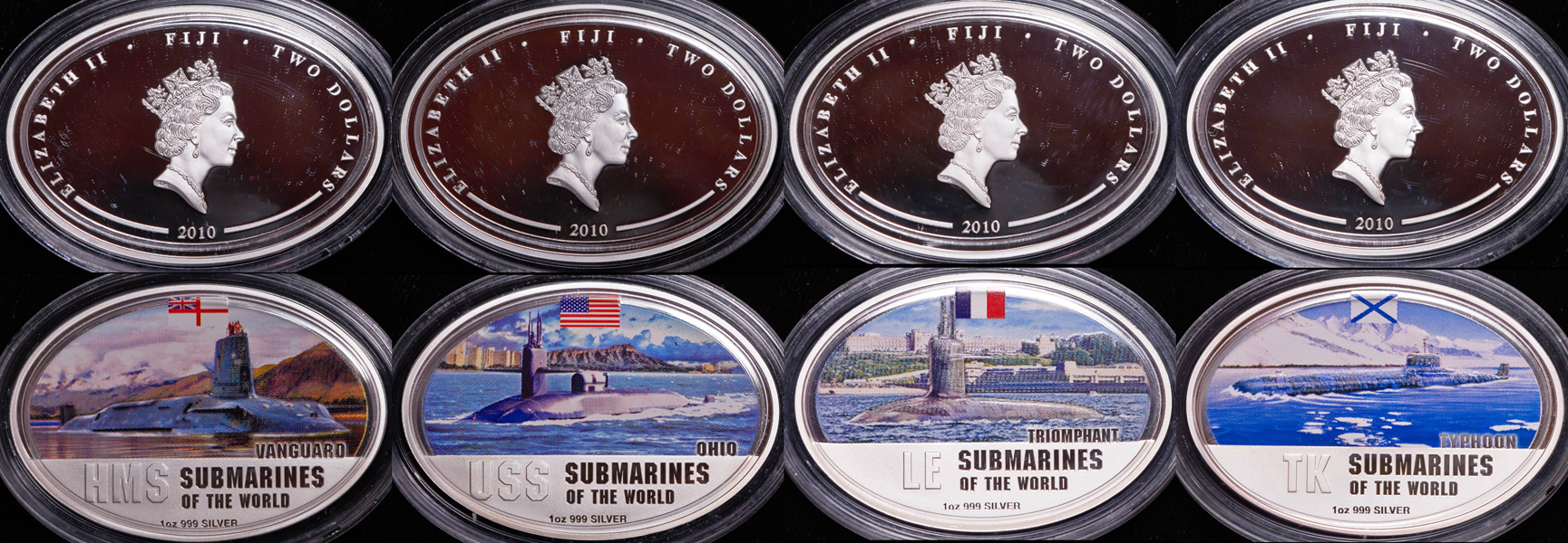 Набор из 4-х монет "Подводные лодки мира" 2010 (Фиджи)