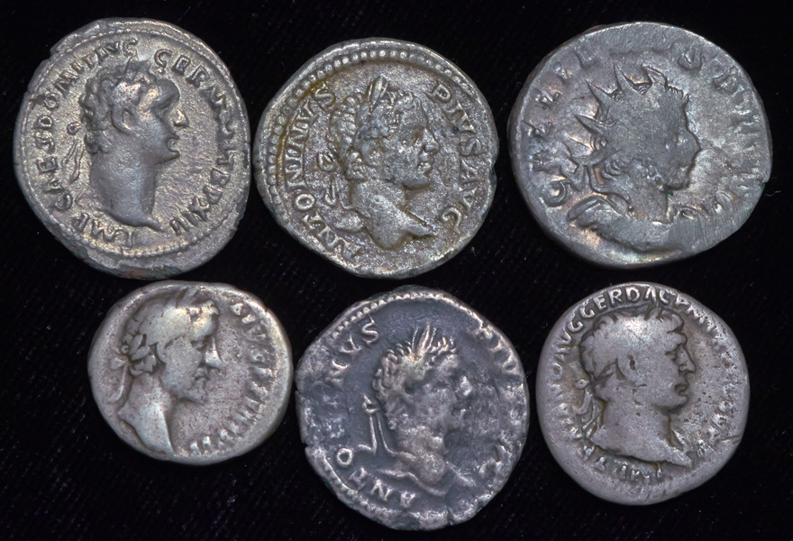 Набор из 6-ти сер  монет динарии  Римская империя